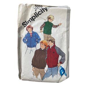 80s Simplicity 5252 Sewing Pattern Size 10 Boy Teen Boys Unlined Jacket Vest CUT